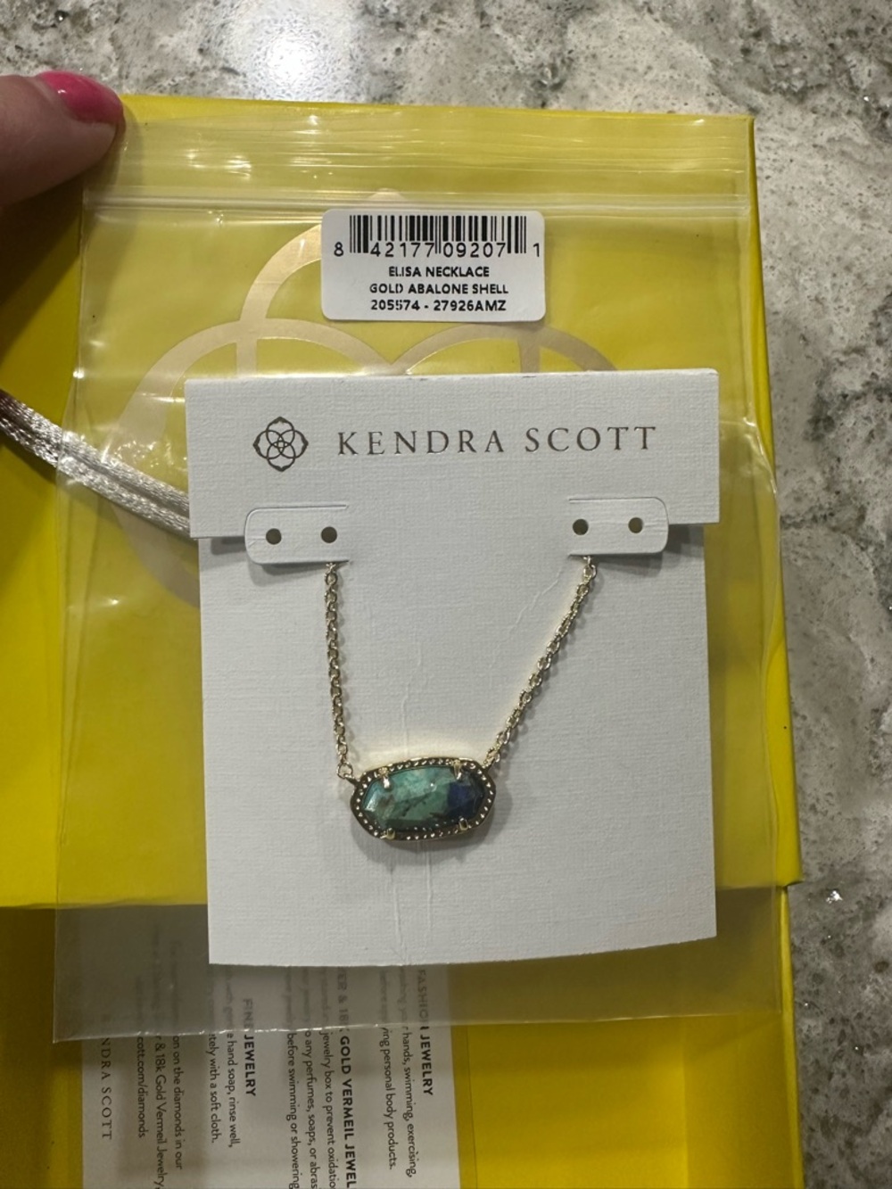 Kendra Scott Gold Necklace with Multicolor Abalone Pendant